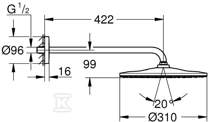 Rainshower Mono 310 - rain shower with - 22121KF0